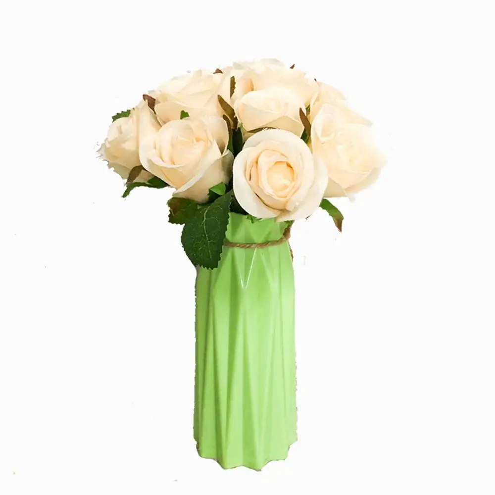 

Origami Plastic Vase Imitation Ceramic Flowerpot Flower Basket Artificial Flower Arrangement Container Home Wedding Decoration