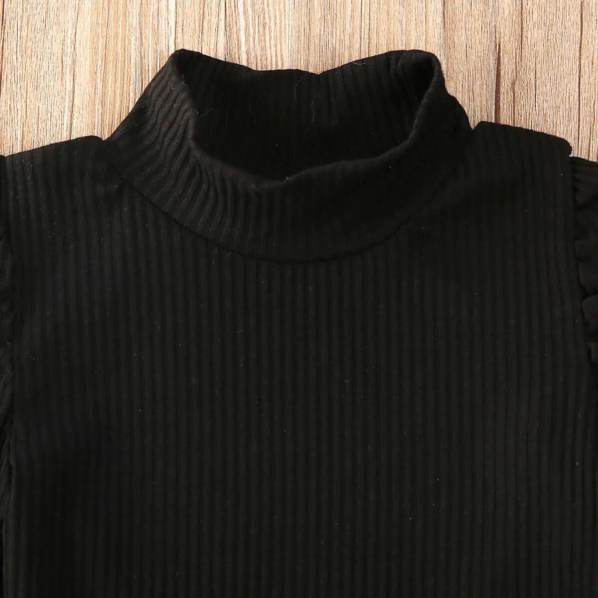 Clothes Girl Winter Fashion Warm Outfit Sweet Kids Long Sleeve Knitted Black Sweater Tops brown Leather Skirt Clothes set