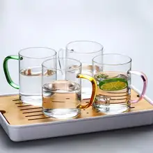 4 шт., прозрачная стеклянная чашка, термостойкая кружка для молока, сока, кофе, домашняя пивная стеклянная Цветочная чашка, офисный стакан для питья es 450 мл