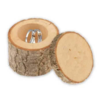 

2pcs Ring Box Wooden Rustic Jewelry Box Ring Bearer Wedding Box Ring Holder for Engagement