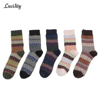 

3pairs/lot =6pieces Retro Rabbit Wool Socks For Mens Long Tube National Wind Warm Socks Fashion Male