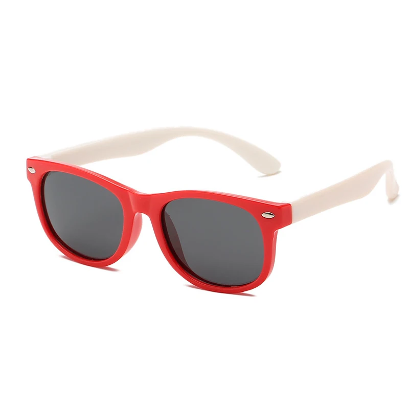 VKUES Детские поляризованные солнцезащитные очки детские гибкие зеркальные оттенки красочные силиконовые очки для девочек и мальчиков защитные антибликовые UV400 - Цвет линз: J-R01-C2