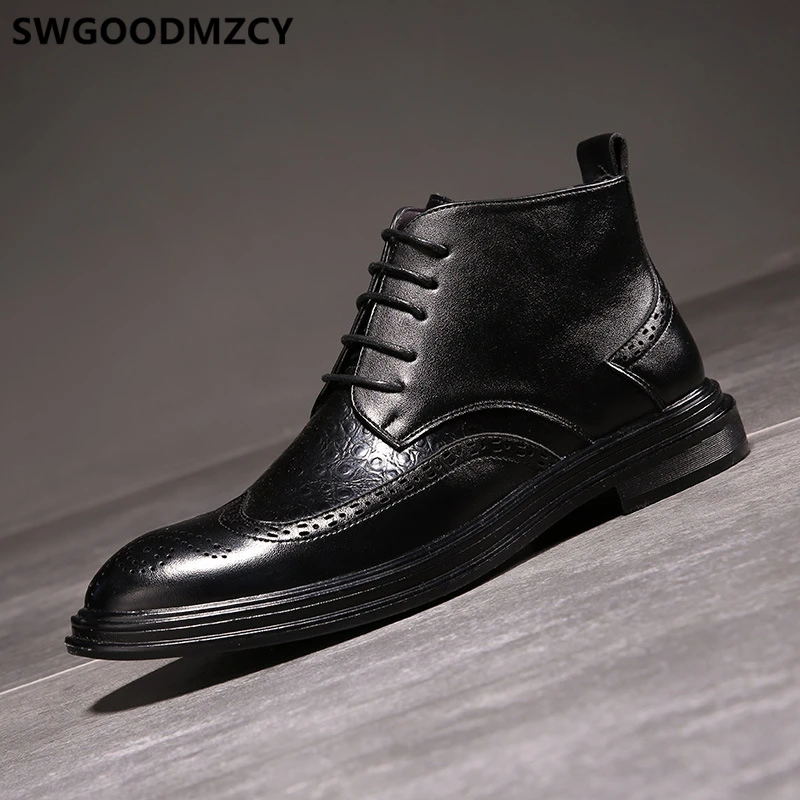 brogue shoes men leather boots crocodile shoes italian brand ankle boots men designer shoes mens dress boots Coiffeur ayakkabi