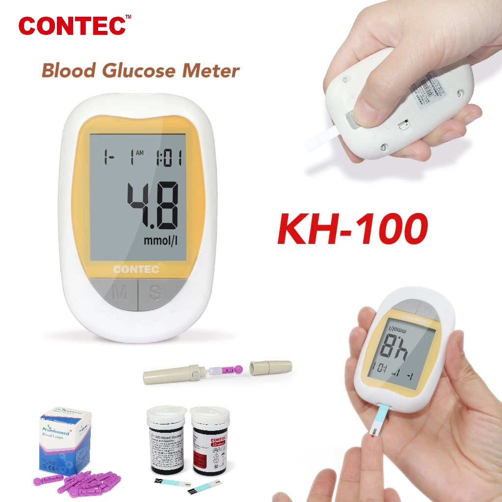 

CONTEC KH-100 Blood Portabl Blood Glucose Meter Suger Test Monitor Free 50pcs Glucose Strips 50pcs Blood Lancet Free Shipping