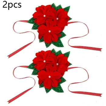 

Decor Curtain Buckle Party Christmas Home Room Hanging 2Pcs Flower Tie