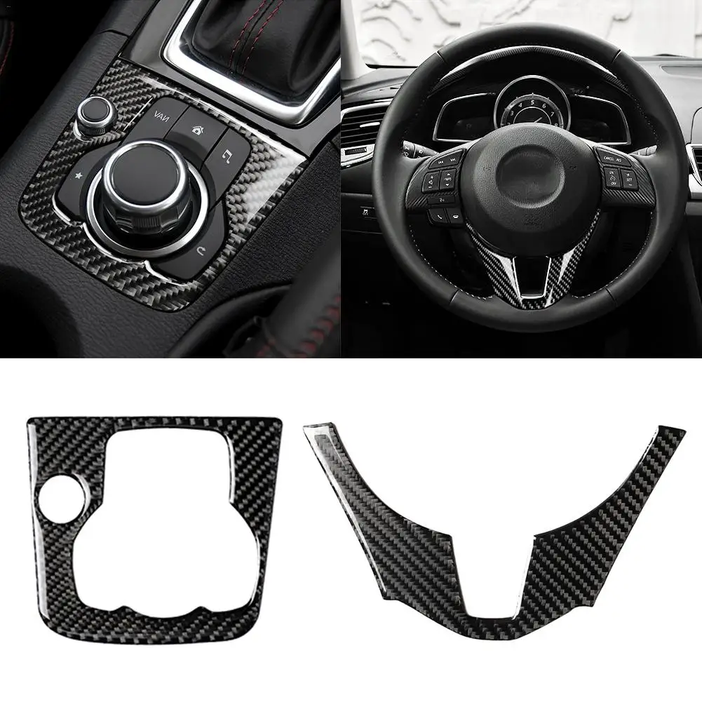 Углеродная внутренняя наклейка для Mazda 3 Axela 2013- Автомобильная наклейка s для автомобиля сменная панель Рама рулевого колеса переключения передач Панель