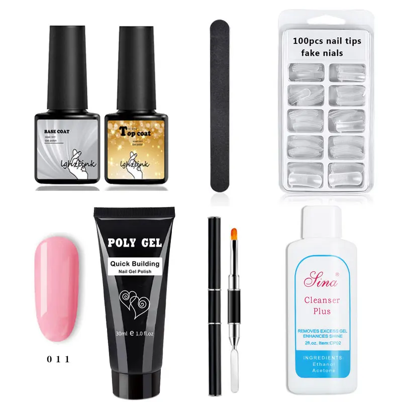 

30g Polygel Set Soak off 60ml Silp Solution nail file Acrylic Gel Fast Construction Finger Extension Camouflage fake tips
