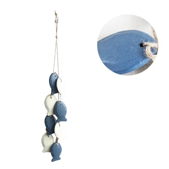 

Mediterranean Style Wooden Fish Hanging Decor Boat Ship Beach Wall Hanging Ornament Home DIY Crafts Ornaments