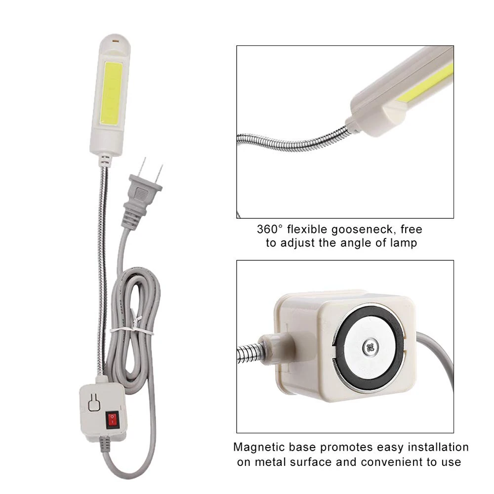 Супер яркий 3W COB промышленный швейный светильник для швейной машины, светильник для домашней работы, светильник для швейной машины 110-265 в, штепсельная вилка стандарта ЕС/США