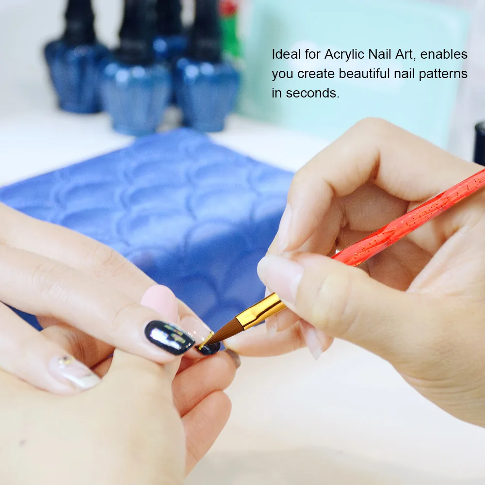 

5Pcs/set 10/11/13/15/20mm Nail Art Acrylic UV Gel Extension Builder Acrylic Brush Crystal Handle Manicure Salon Tools