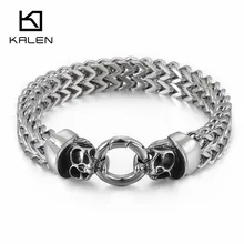 Панк 316 нержавеющая сталь череп браслет 23 см мужской полированный блестящий сетчатый Браслет цепочка Ювелирные изделия для мужчин
