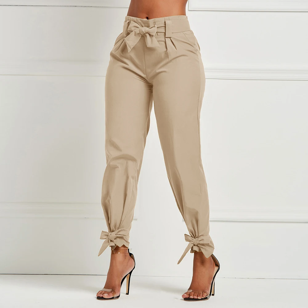 MoneRffi,, весенние женские брюки с высокой талией, панталоны, Mujer Cintura, брюки для девушек, вечерние, повседневные брюки, женские одноцветные брюки с поясом на талии