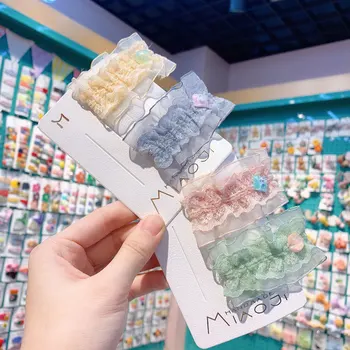 

Lovely Sweet Lace Korean Children's Candy Color Bb Clip Cute Candy Color Lace Flower Hairpin Girl Heart Side Clip