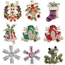 5 шт./лот, рождественские украшения, 18 мм, Кристальные колокольчики с оленем, снежинка, кнопки, подходят для браслетов, рождественские украшения