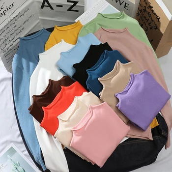 

Fashion Autumn Winter Women Knitted Turtleneck Pullovers Sweater Casual Soft V Collar Jumper Solid Color Warm Female Sweaters