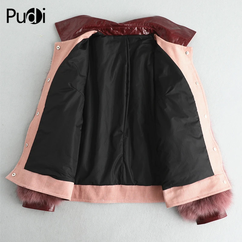 Best Pudi women winter real fox fur coat jacket lady warm natural fur coats jackets with genuine leather A59886 2