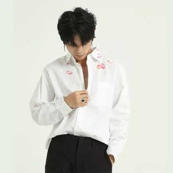 

Male Japan Korea Streetwear Fashion Loose Cotton Shirts Men Long Sleeve Casual White Black Shirt