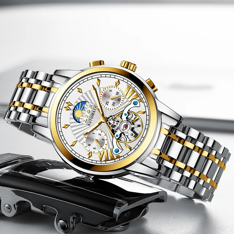 Новинка LIGE модные деловые мужские s наручные часы Tourbillon автоматические механические часы мужские водонепроницаемые часы со скелетом Montre Homme+ коробка