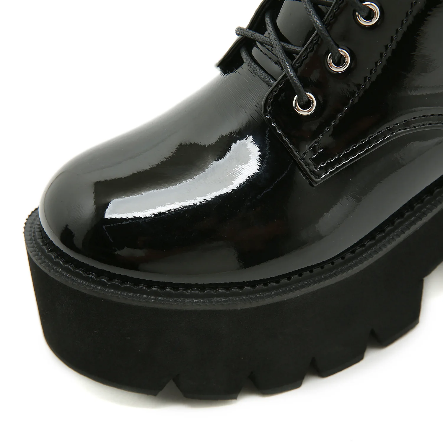 New Autumn Patent leather Women Ankle Boots Fashion Platform Black Fur High Heel Winter Shoes Woman Casual Footwear Large size
