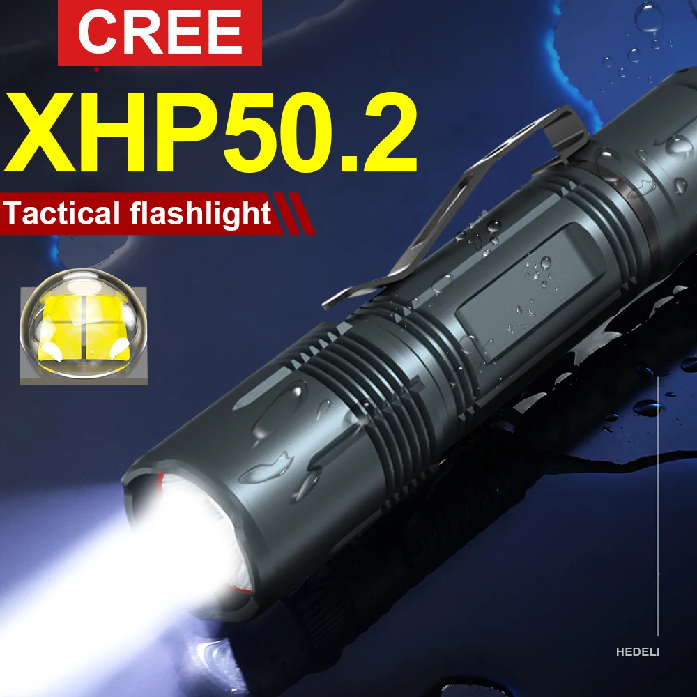 Профессиональный тактический фонарик Cree Xhp50 18650 перезаряжаемый светодиодный