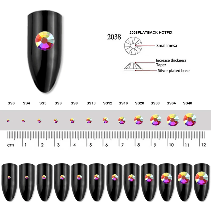 QIAO SS3-SS50 Kristall AB Strasssteine Nicht Hot Fix Flatback Glitzer Strass Nail Art Kristall Kleidungsstück Strass für Dekorationen – Detail 3