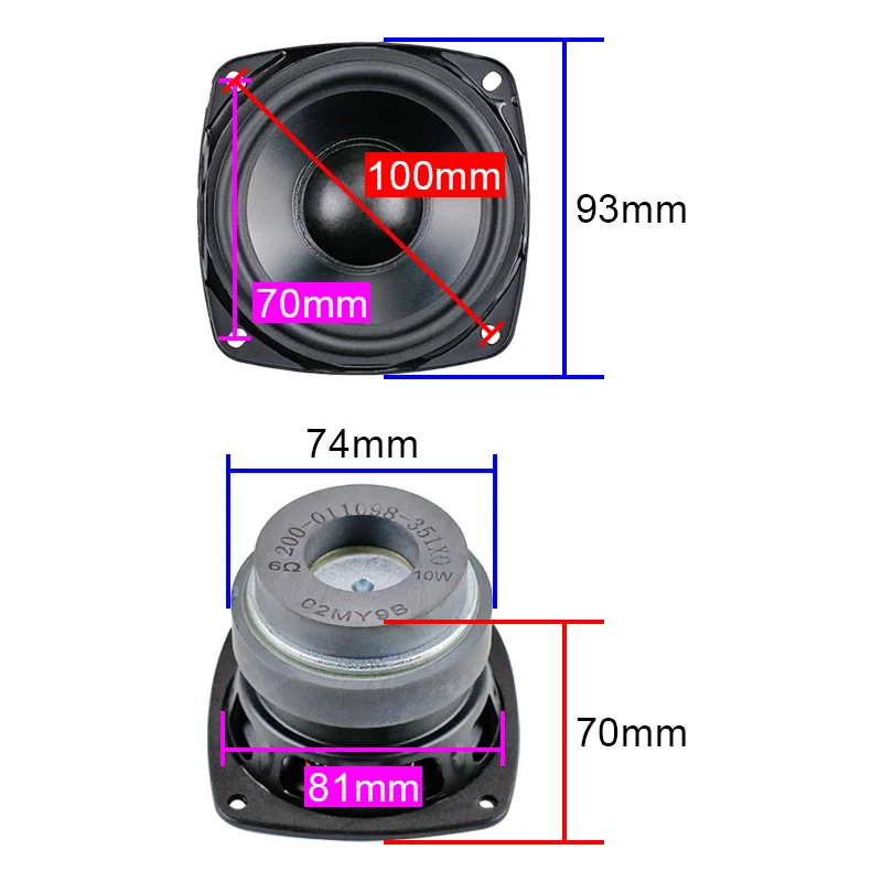 GHXAMP For Sony High-End 3.5 Inch Mid-Bass Speaker Anode Aluminum Cone Midrange Woofer Louspeaker Long Stroke Dual Magnet 1Pairs 3