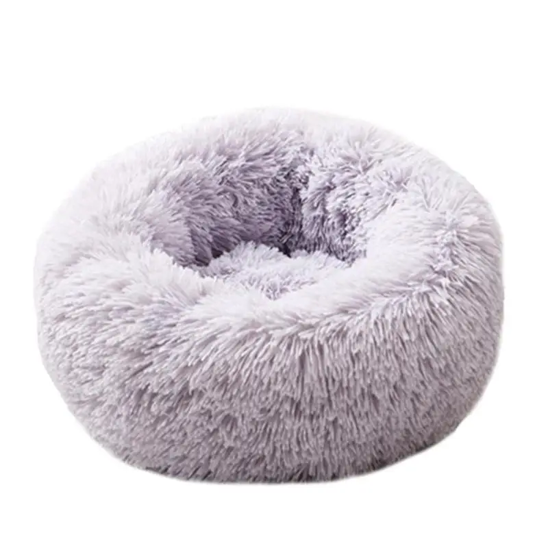 Складная круглая теплая спальная кровать для кошек, переносная мягкая плюшевая собачья Конура, многоцветное гнездо для домашних животных, товары для домашних животных - Цвет: Grey