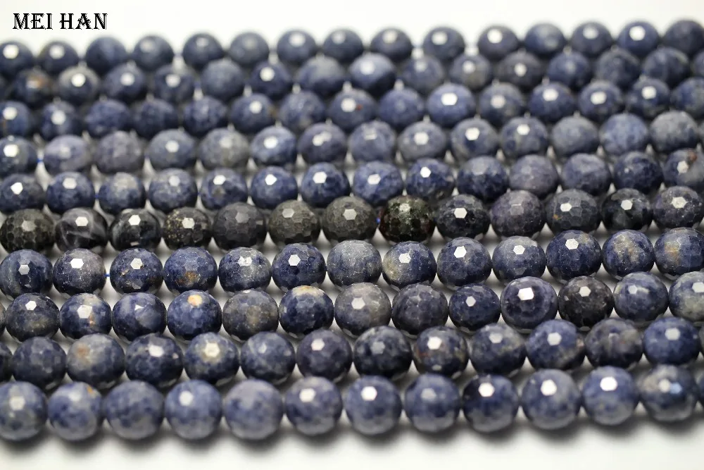 Натуральный Синий сапфир(42 бусины/набор) 9 мм+-0,2 Граненые Круглые бусины для изготовления ювелирных изделий Модный камень diy браслет