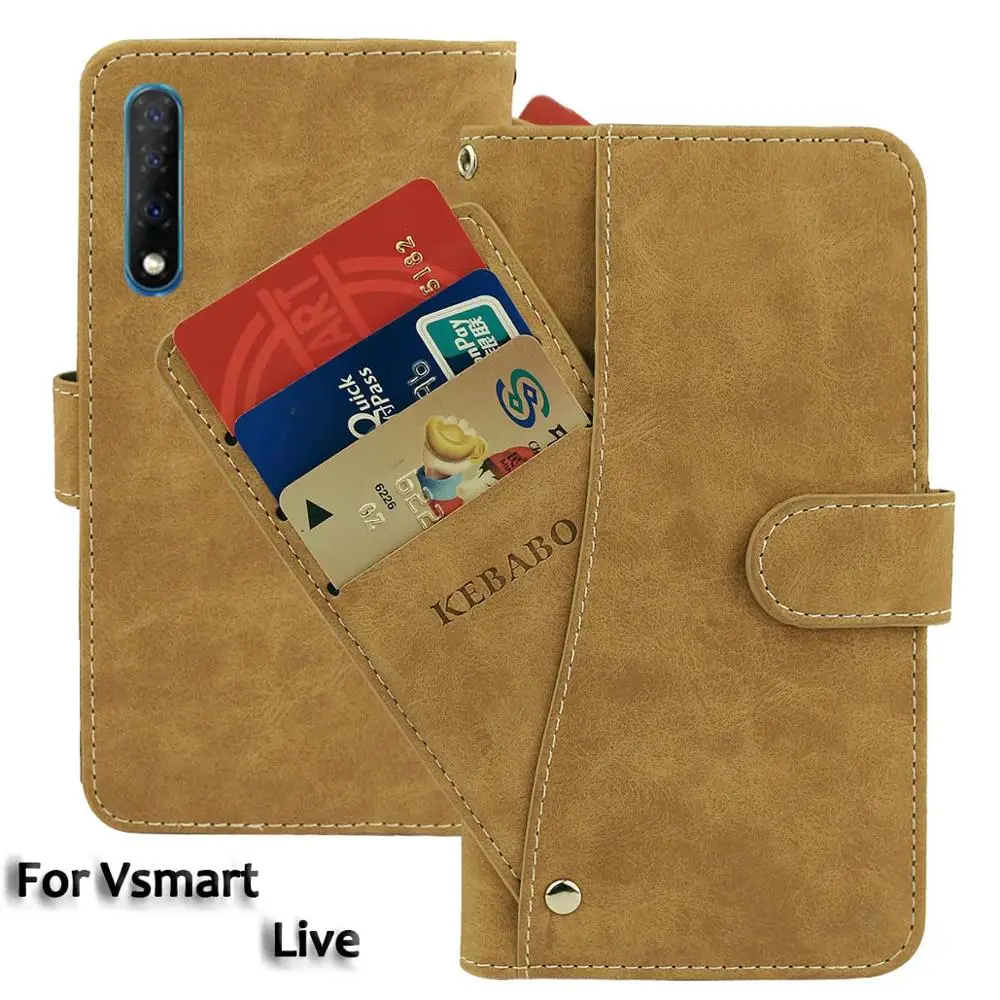 

Leather Wallet Vsmart Live Case 6.2" Flip Fashion Luxury Front Card Slots Cases Cover Business Magnetic Phone Bags