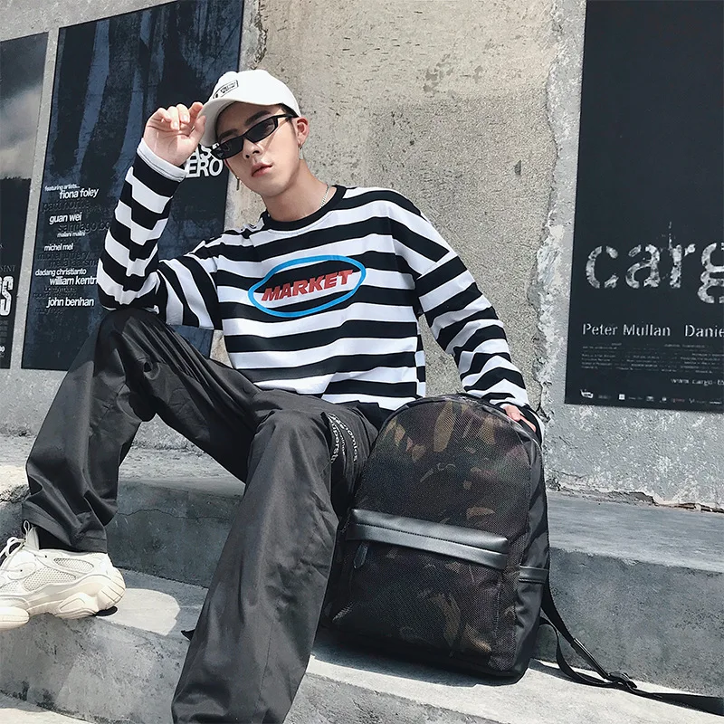 

Camo backpack new street fashion men's camouflage Oxford cloth mesh casual backpack