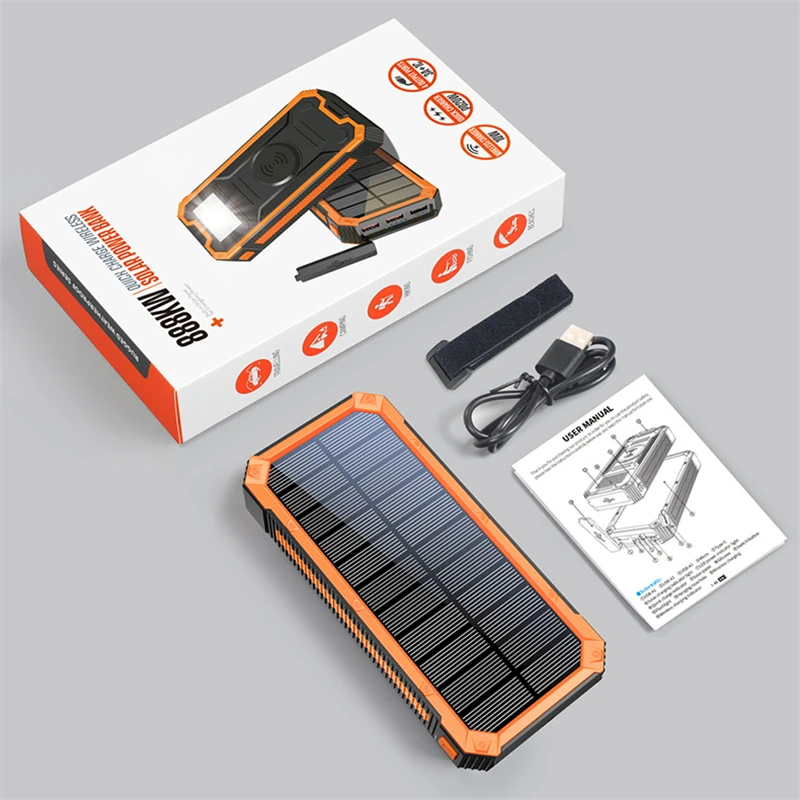 bank power 10W Fast Qi Wireless Charger Solar Power Bank 30000mAh for iPhone 12 Pro Samsung S20 Xiaomi Powerbank External Battery Poverbank usb power bank