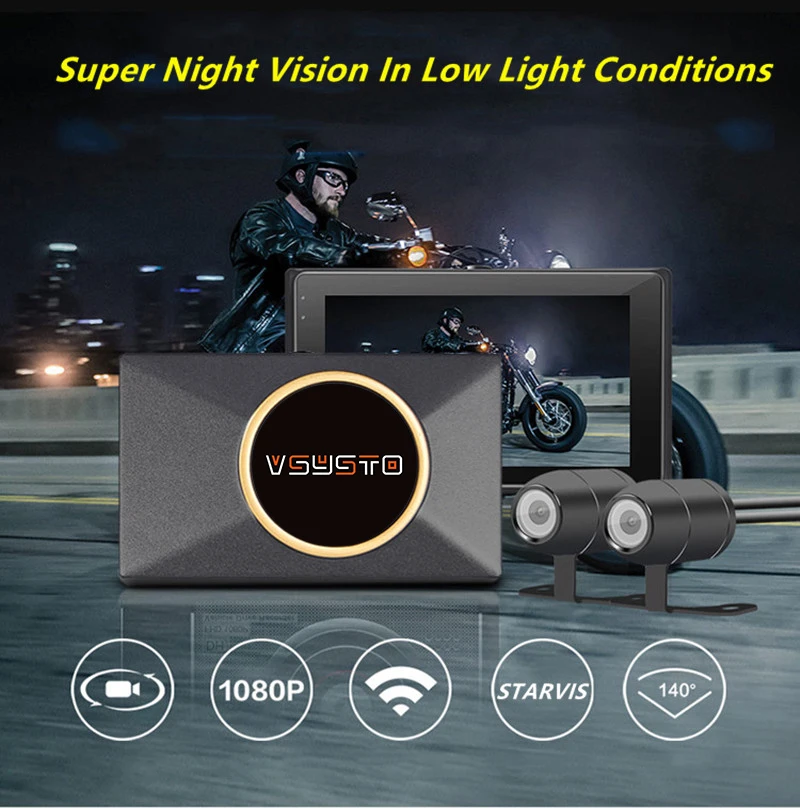 Wifi moto rcycle dash cam 1080P dvr 140 ° rbike двойная камера обзора 3 &quotдисплей super starvis r dashcam 16 Гб gps