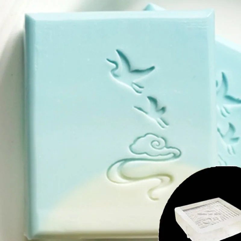 Transparent Acrylic Soap Stamp for Making Chapters, Lovely Animal Pattern, Home Cleaning, Natural Seal, DIY, 50x25mm