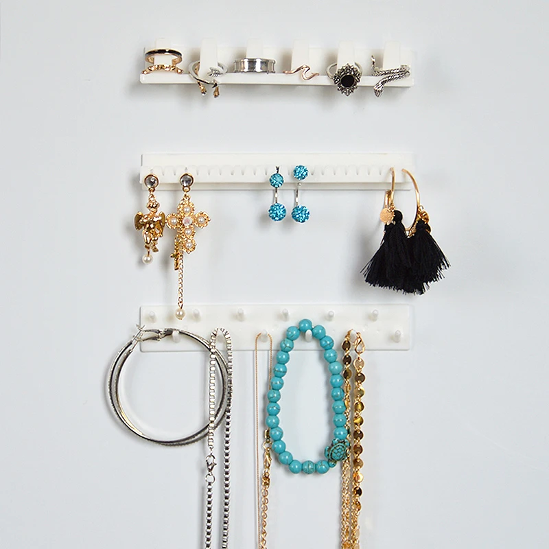 1 Set Adhesive Jewelry Display Hanging Earring Necklace Ring Hanger