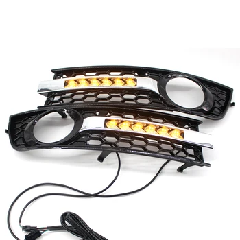 

1 Pair For A4 B6 01-05 Daytime Running Fog Light Lamp Grille Kit 12V 10W 1200LM 2*LED Daytime Running Light Grille Kit