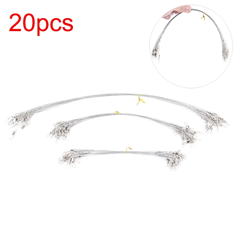 20Pcs 15M/20M/30M Steel Wire Leader With Swivel Fishing Accessory Olta Lead core Leash Line Lua Front gear | Спорт и развлечения