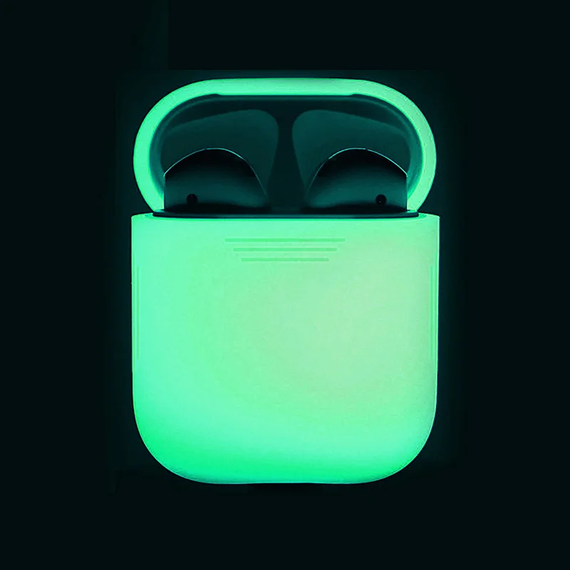 Чехол для наушников Apple AirPods 2 силиконовый чехол беспроводной Bluetooth наушники Air Pods чехол светящийся в темноте защитный чехол