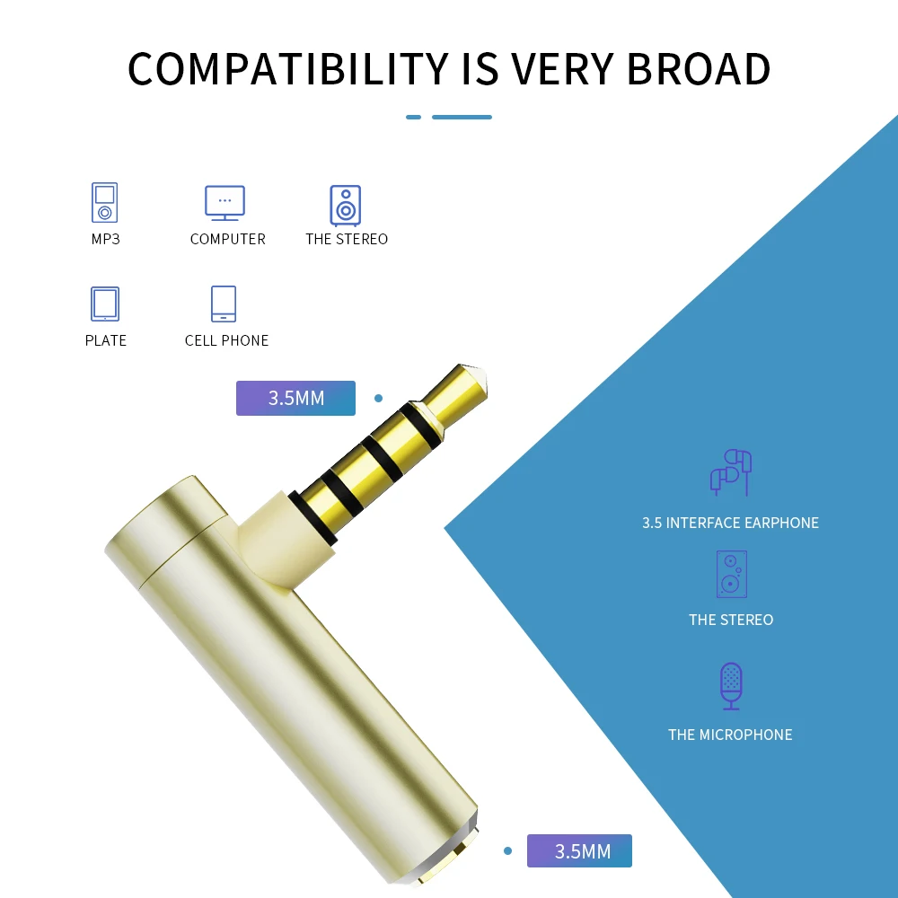 3 5mm L Shape Audio Adapter 3 5 Jack Male To Female 90 Degree Audio Converter Adapter for Aux Speaker Cable Headphone Car Jack
