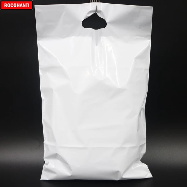 Sac d'expédition en plastique avec poignée, logo personnalisé