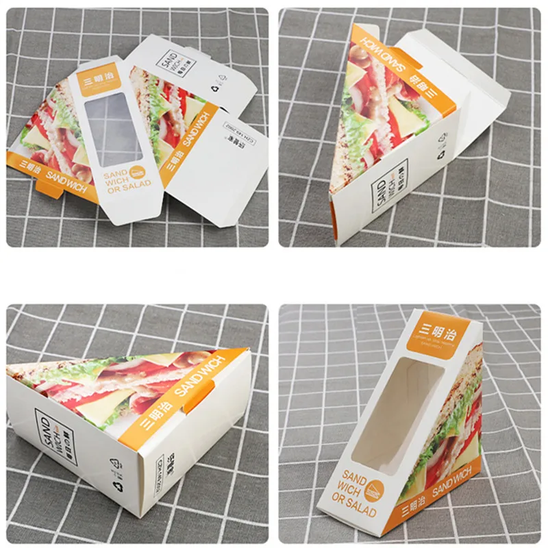 100 шт коробка для упаковки сэндвичей белая коробка для карт креативная бумага для выпечки коробка с окном пикника еда для вечеринки одноразовая упаковка