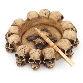 

Vintage Household Skeleton Ashtray Retro Circular Cigarette Ash Holder Resin Craft Home Desk Decor Ornament Smoking Accessory