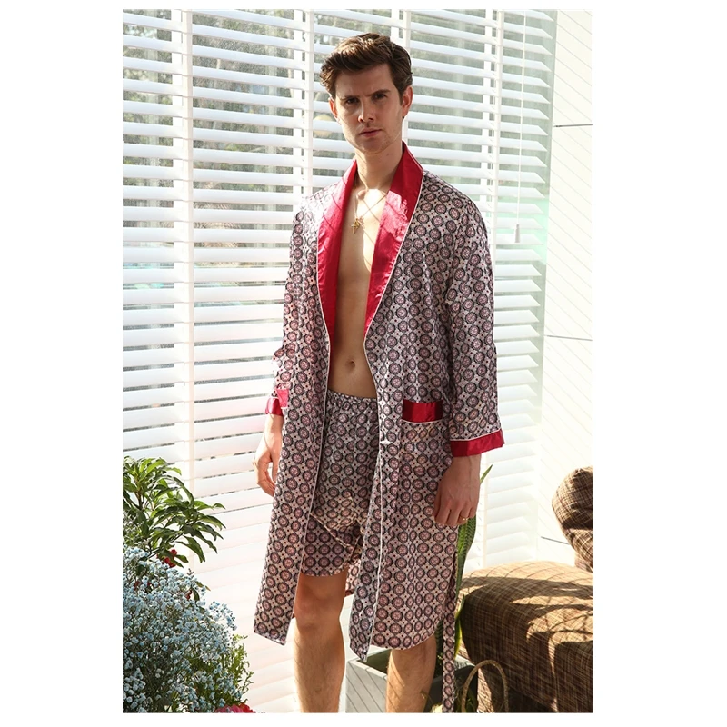 

2019 Newest Summer Fashion Men's 2 pieces Robe Sets Short Trousers Kimono Unqiue Luxury Comfort Soft Leisure Sleepwear Nightwear