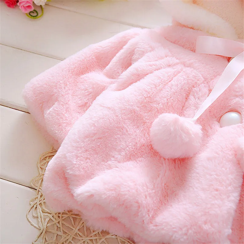 PUDCOCO/милое зимнее теплое пальто с мехом для новорожденных девочек; верхняя одежда; плащ; куртка; детская одежда с рисунками животных; шерстяные пальто; 0-4T