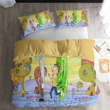 

HELENGILI 3D Bedding Set Rick and Morty Print Duvet Cover Set Bedcloth with Pillowcase Bed Set Home Textiles #RAM01