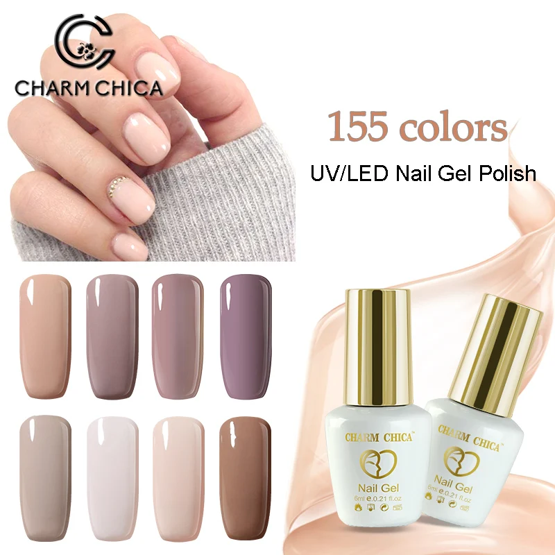 

Charm Chica Gel Varnish 6ml Gel Nail Polish UV Nude Pink Color Gel Polish Soak Off Lacquer Nail Art Semi Permanent Enamel 666