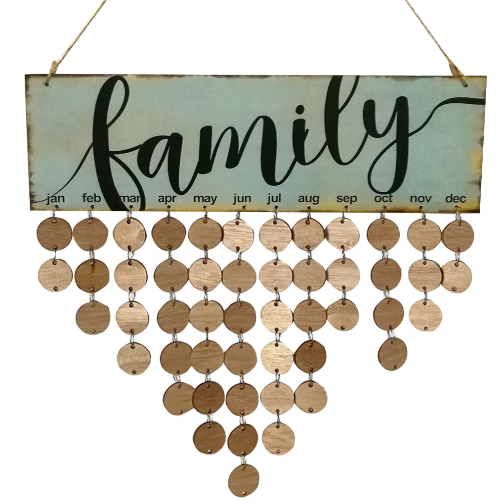 Семейные слова Висячие DIY деревянный календарь Kalendar доска напоминаний доска домашний декор кулон