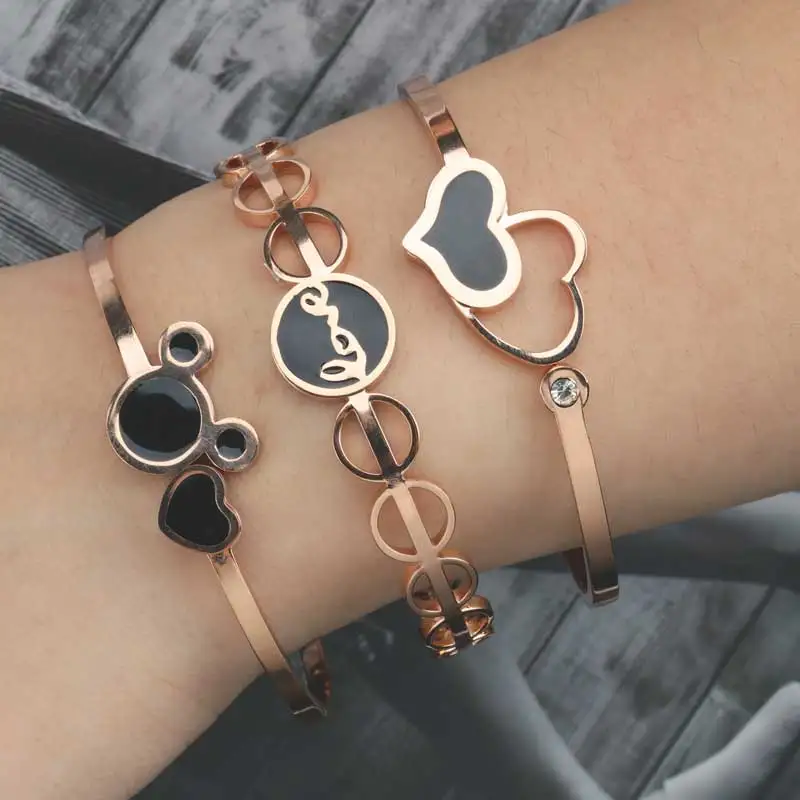 Heart Bracelets Bangles For Women Stainless Steel Jewelry Accessories bangle bracelet,stainless steel bracelet