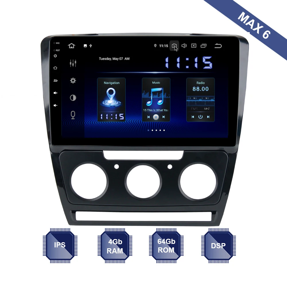 Автомобильный радиоприемник Dasaita Android 10 2 Din GPS-навигатор для Skoda Octavia A5 2008 2009 - 2012 2013