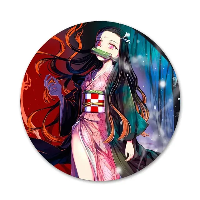 Demon Slayer Kamado Nezuko Brooch Pin Cosplay Badge Accessories For Clothes Backpack Decoration Gift 58mm Badges Aliexpress