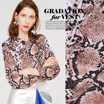 

2019 classic snake digital painting stretch silk fabric for satin dress tissu telas patchwork algodon tissus stoffen tela DIY